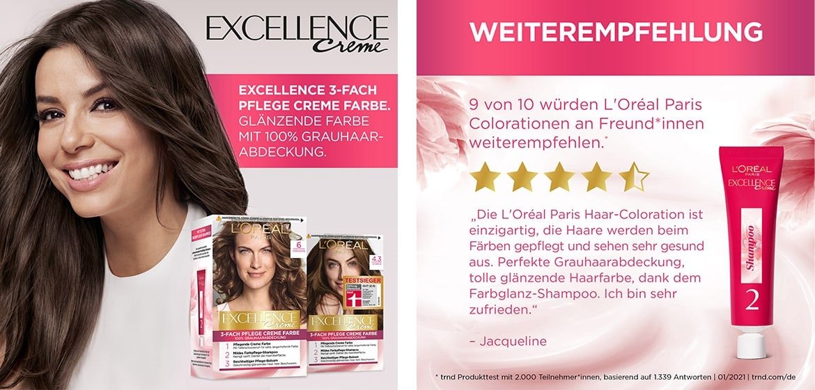 Eva Longoria & Produktabbildungen Excellence Creme